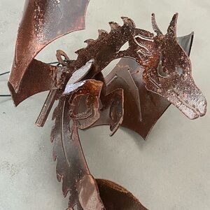 Vintage Handmade Metal Dragon Sculpture